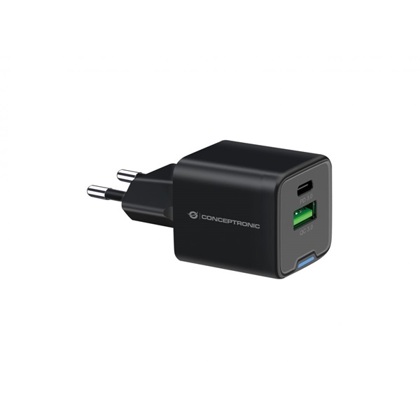 Conceptronic ALTHEA15B USB-C+USB-A 20W telefon töltő adapter Fekete Conceptronic ALTHEA15B USB-C+USB-A 20W telefon töltő adapter Fekete