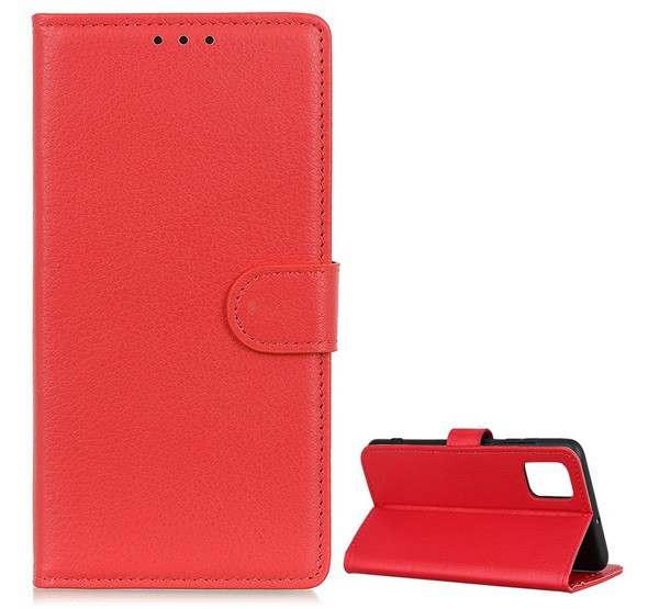 Tok álló, bőr hatású (FLIP, oldalra nyíló, asztali tartó funkció, prémium) PIROS [Xiaomi Mi 10T Pro 5G]