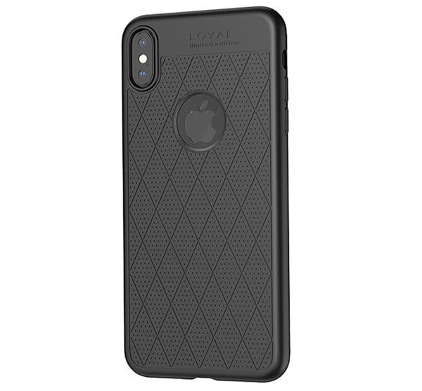 HOCO ADMIRE szilikon telefonvédő (ultravékony, 0.8 mm, lyukacsos, rombusz minta, logó kivágás) FEKETE [Apple iPhone XS Max 6.5]
