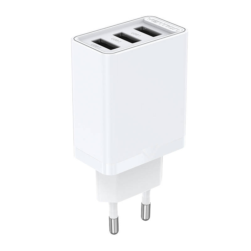 Wall charger 3x USB Vention FEAW0-EU, 2.4A, 12W (white) Wall charger 3x USB Vention FEAW0-EU, 2.4A, 12W (white)