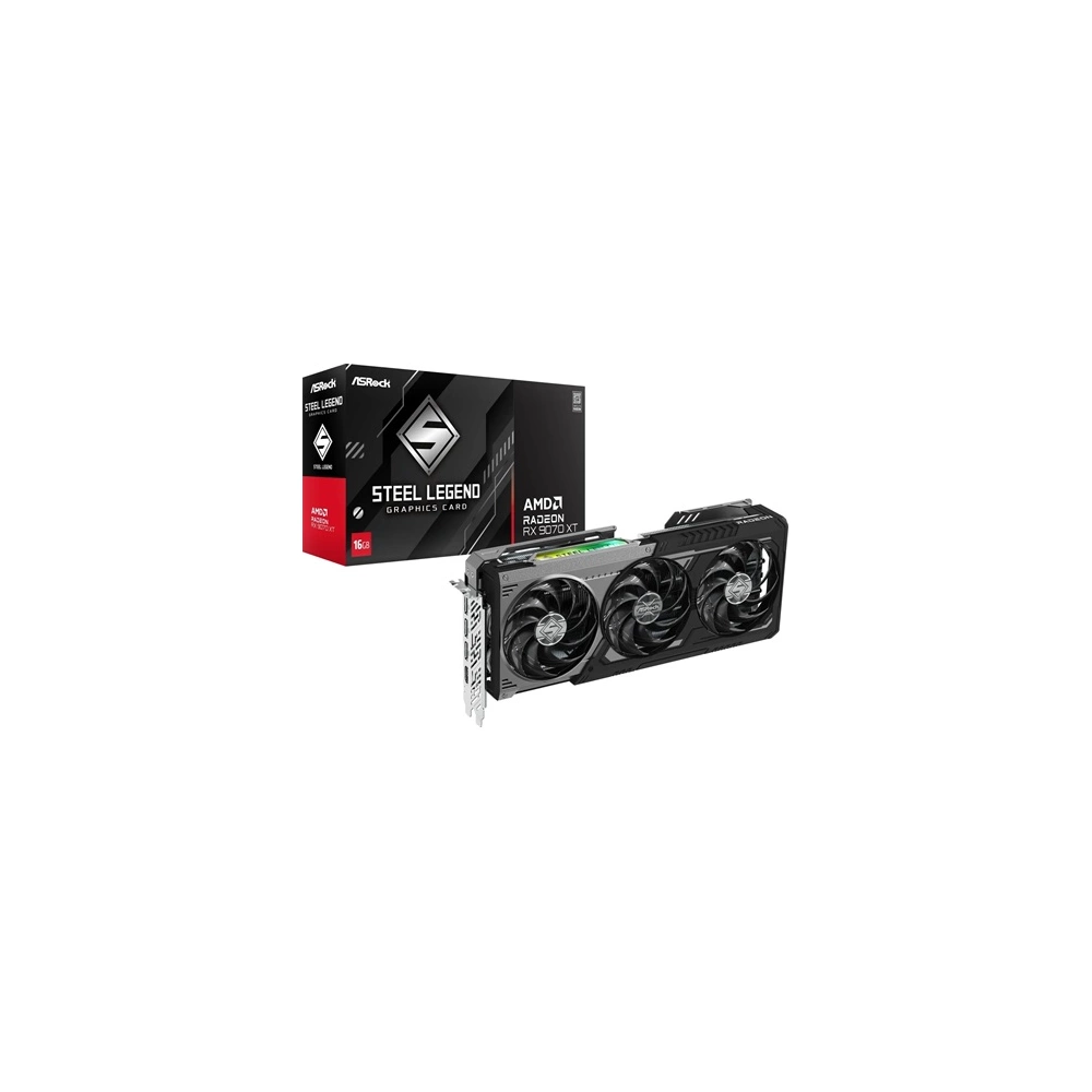 ASRock Radeon RX9070 XT Steel Legend Dark 16GB Videókártya