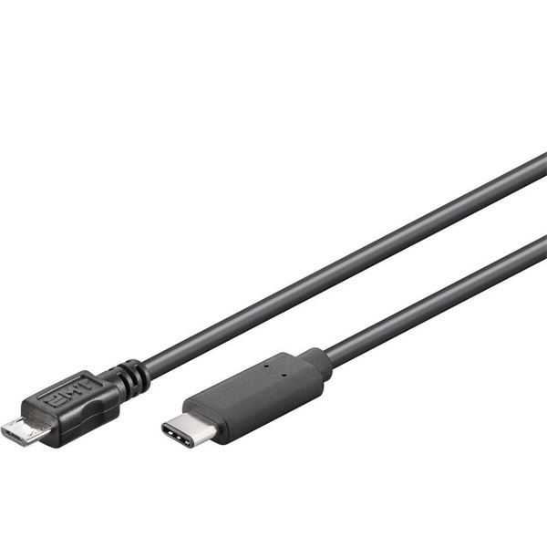 PremiumCord Kábel USB 2.0, USB-C - Micro-B, M/M,   1m, fekete (KU31CB1BK)