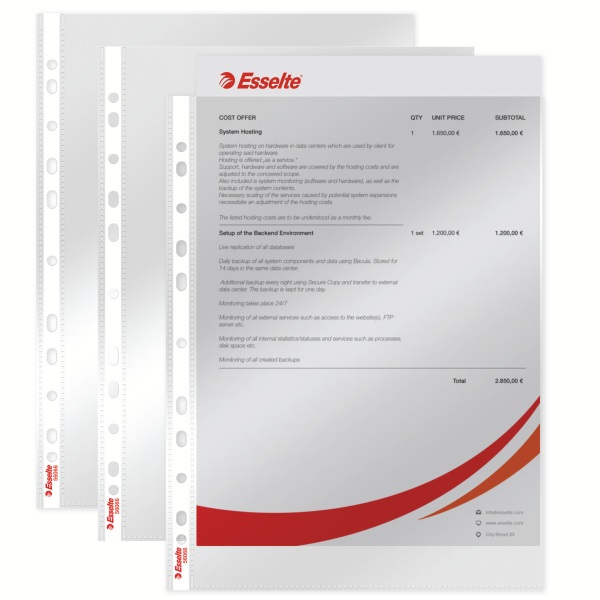 Esselte A4 55mikron 100db víztiszta lefűzhető genotherm