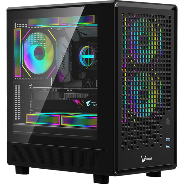 Formula Számítógépház - Air Mesh G2 Black (fekete, ablakos, 3x12cm venti, mATX, 2xUSB3.0)