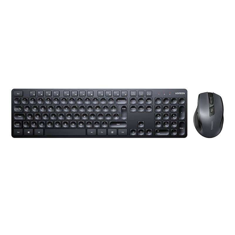 UGREEN MK006 ergonomikus vezeték nélküli optikai egér + billentyűzet fekete UGREEN MK006 ergonomikus vezeték nélküli optikai egér + billentyűzet fekete