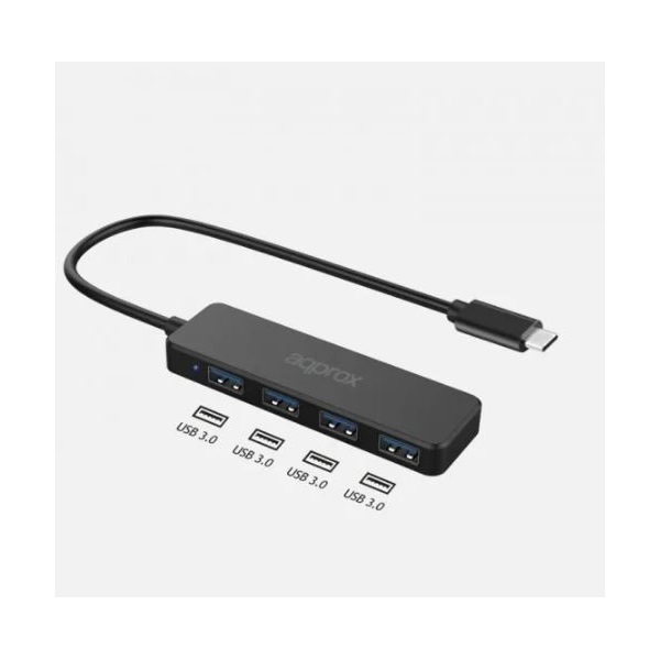 APPROX APPC54 Type-C 4in1 HUB 4db USB3.0 Fekete APPROX APPC54 Type-C 4in1 HUB 4db USB3.0 Fekete