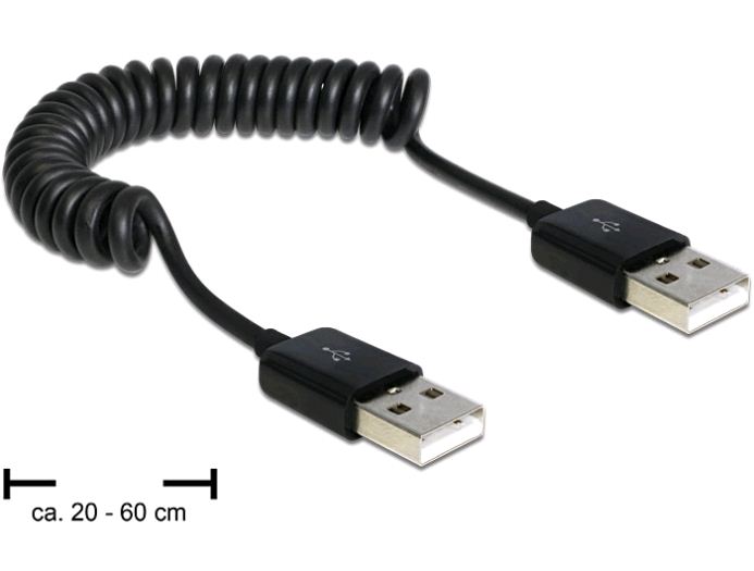 Delock 83239 USB 2.0-A apa / apa tekercselt kábel Delock 83239 USB 2.0-A apa / apa tekercselt kábel