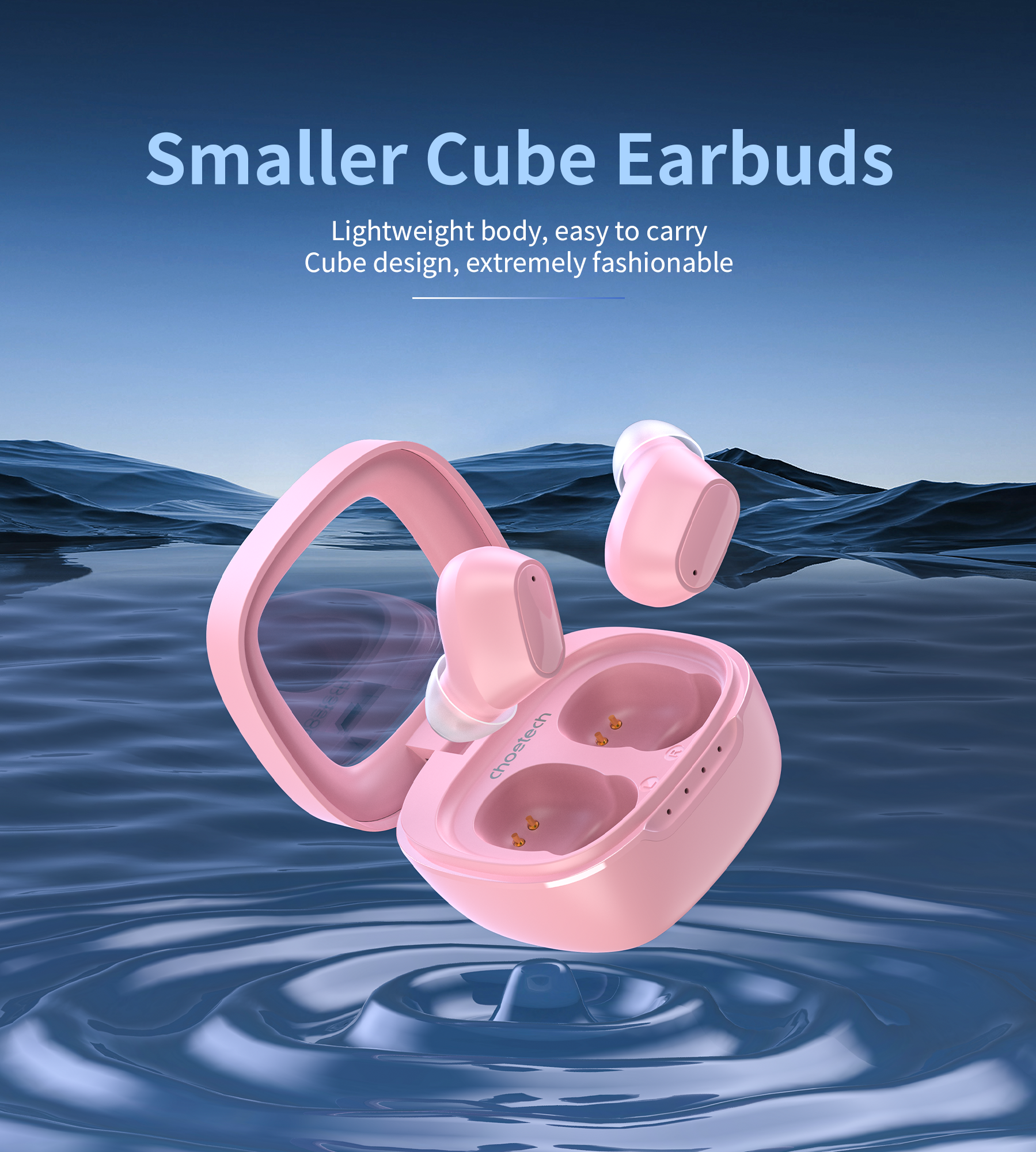 Choetech BH-T23 LuminaCube ENC TWS Fülhallgató Pink 