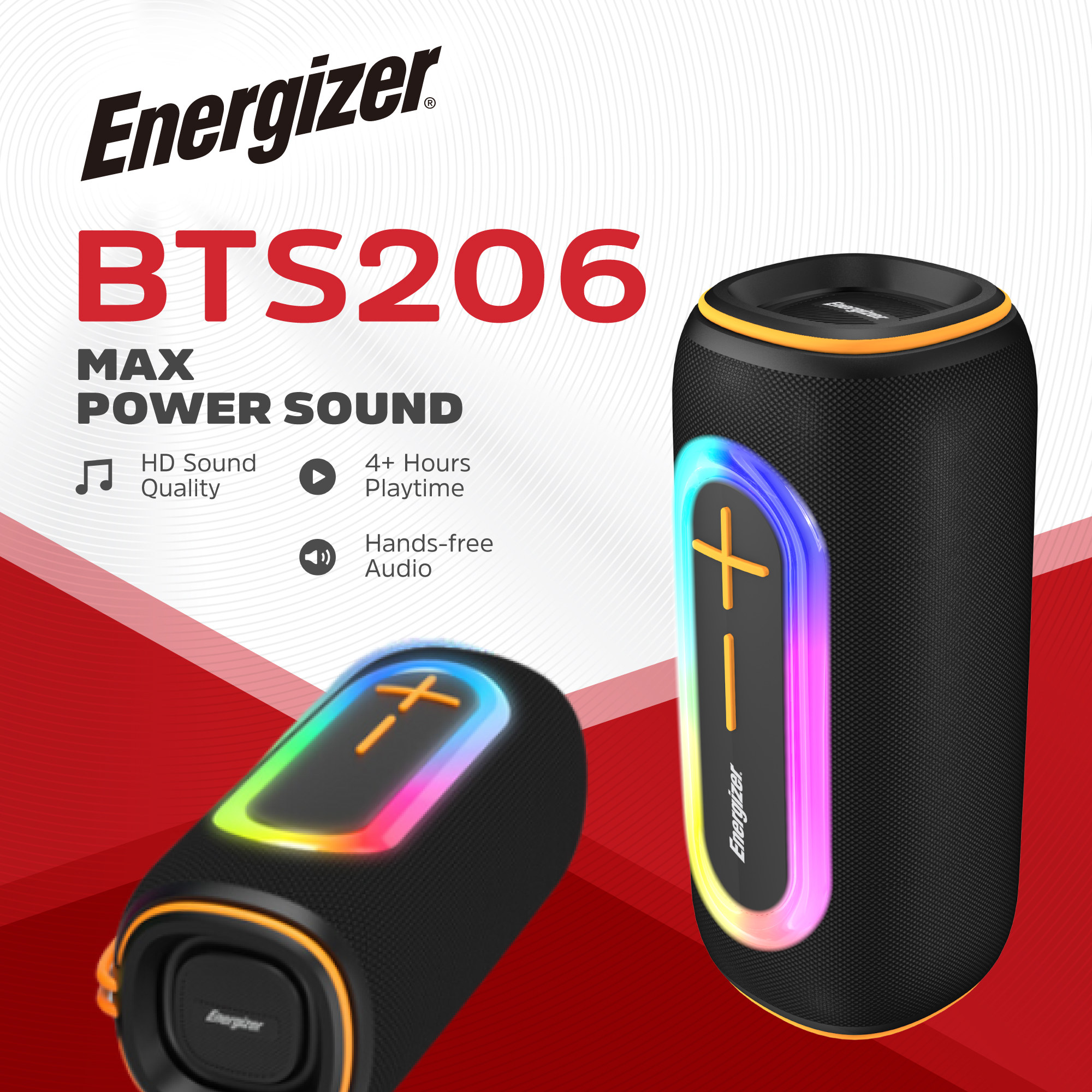 Energizer BTS206 2x10W-os bluetooth hangszóró, TWS, 2400mAh powerbank, IPX65 (ENE812323) Energizer BTS206 2x10W-os bluetooth hangszóró, TWS, 2400mAh powerbank, IPX65 (ENE812323)