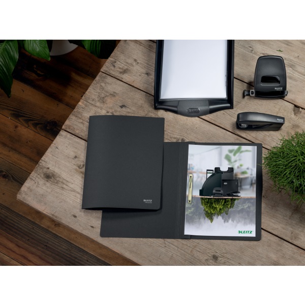 Gyorsfűző, A4, karton, LEITZ "Recycle", fekete