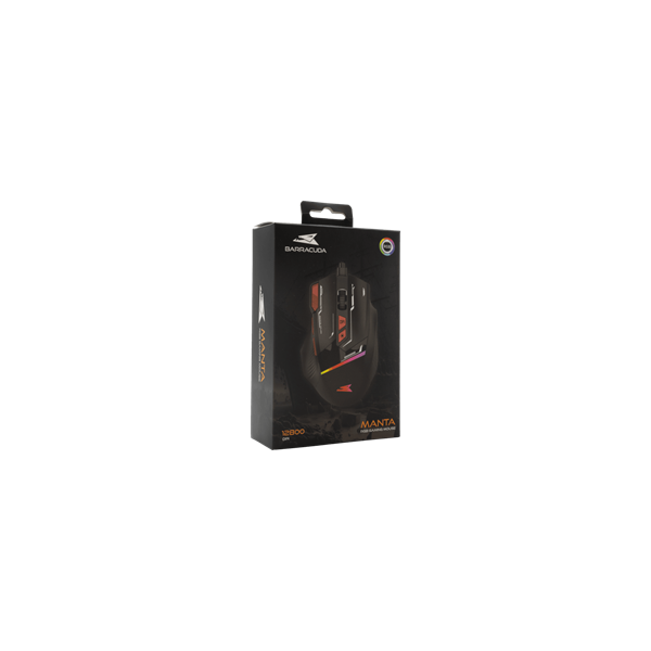 Baracuda W029907 MANTA-B, BGM-041B gamer egér,8D, fekete, 12800 dpi