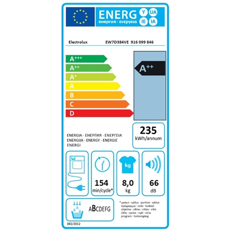 Electrolux EW7D384VE 8KG Hőszivattyús szárítógép