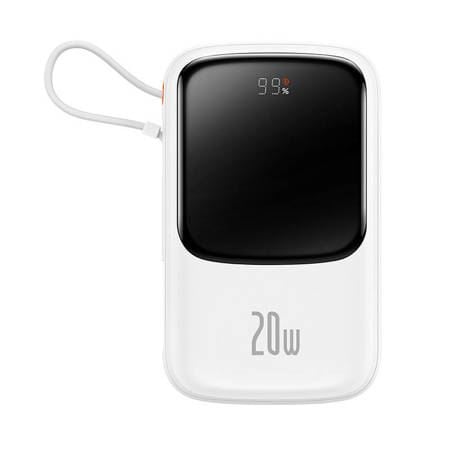 Baseus Qpow Pro Power Bank Lightning kábellel 10000mAh 20W fehér-fekete (PPQD020002)