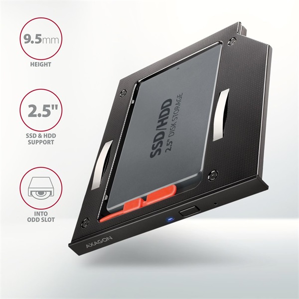 Axagon RSS-CD09 2.5" laptop ODD beépítő adapter fekete