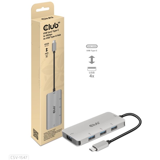  Club3D USB Gen2 Type-C – 10 Gbps sebességű 4 db USB Type-A adapter