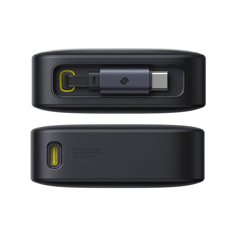 Baseus Free2Pull kábellel 10000mAh 30W powerbank Fekete 