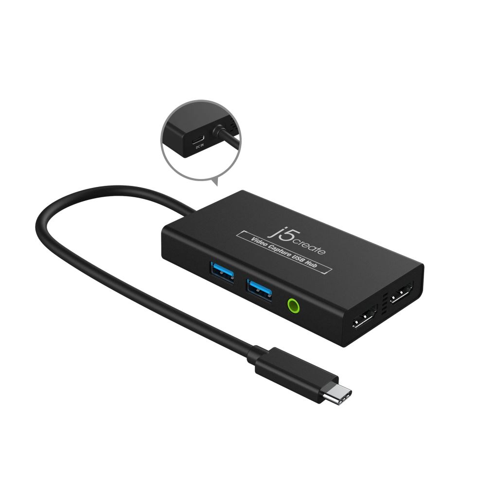 J5create JVA01-N Video Capture USB-C Hub fekete