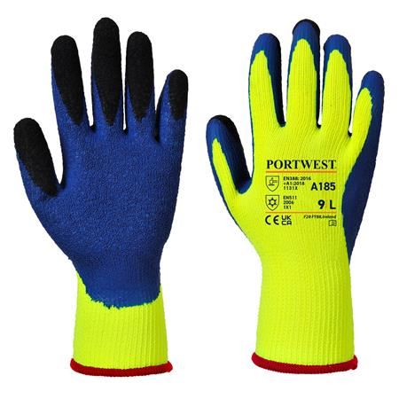 PORTWEST Duo-Therm latex védőkesztyű L-es méret sárga-kék (A185Y4RL)
