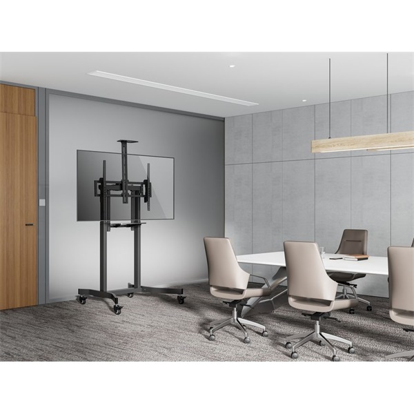 Equip 650633  55"-100" álló  dönthető  állítható magasság  gurulós  motoros Max.:120kg TV állvány   Fekete 