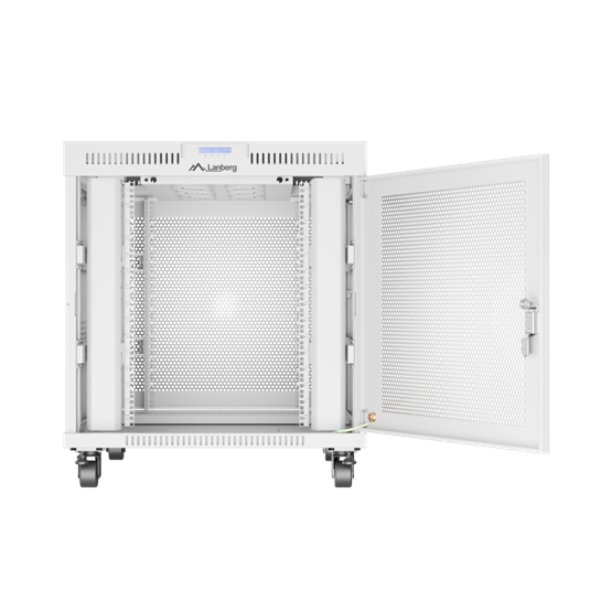 Lanberg 19" szabadon álló rack szekrény 15U/800X1000 perforált ajtó, lapraszerelt, LCD kijelző, szürke