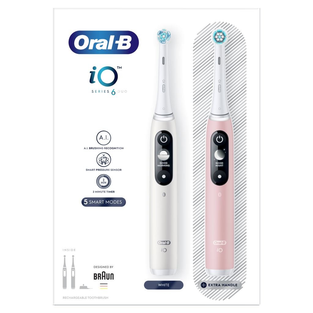 Braun Oral-B iO6 elektromos fogkefe DuoPack White + Pink (4210201381877) Braun Oral-B iO6 elektromos fogkefe DuoPack White + Pink (4210201381877)
