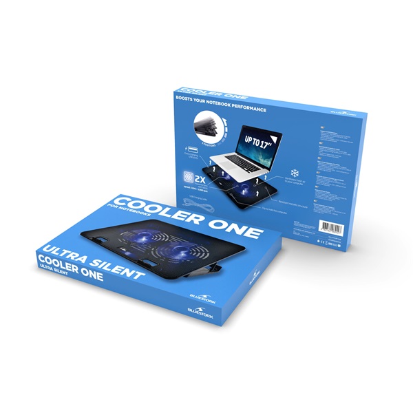 Bluestork  NB-COOLER-ONE 17"-ig LED  2xUSB-A Notebook Hűtőpad