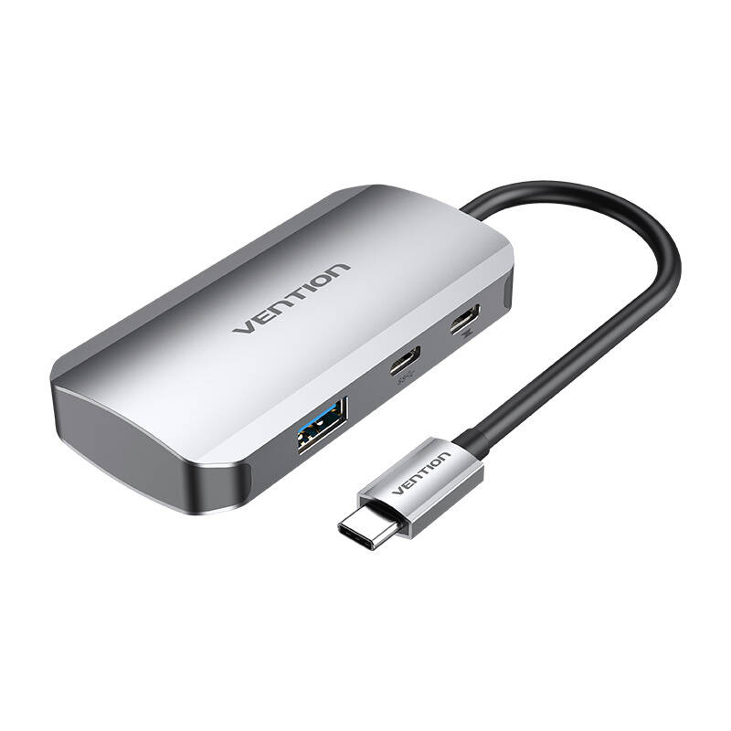 USB-C to USB-C Docking Station, 3x USB3.0, PD 0.15m Vention TNDHB, gray USB-C to USB-C Docking Station, 3x USB3.0, PD 0.15m Vention TNDHB, gray