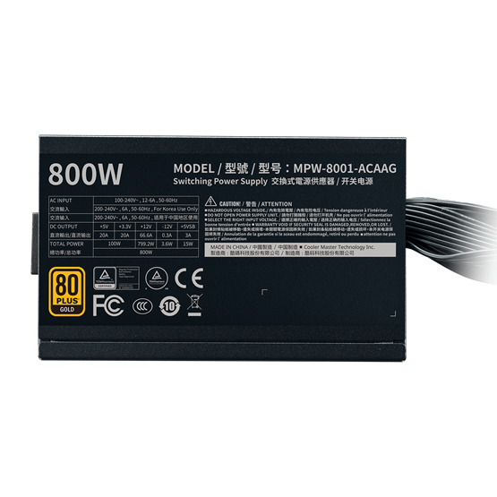 Cooler Master 800W  G800 Gold MPW-8001-ACAAG-NL Bulk Tápegység