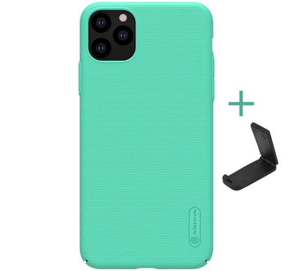 NILLKIN SUPER FROSTED műanyag telefonvédő (gumírozott, érdes felület + asztali tartó) CYAN [Apple iPhone 11 Pro]