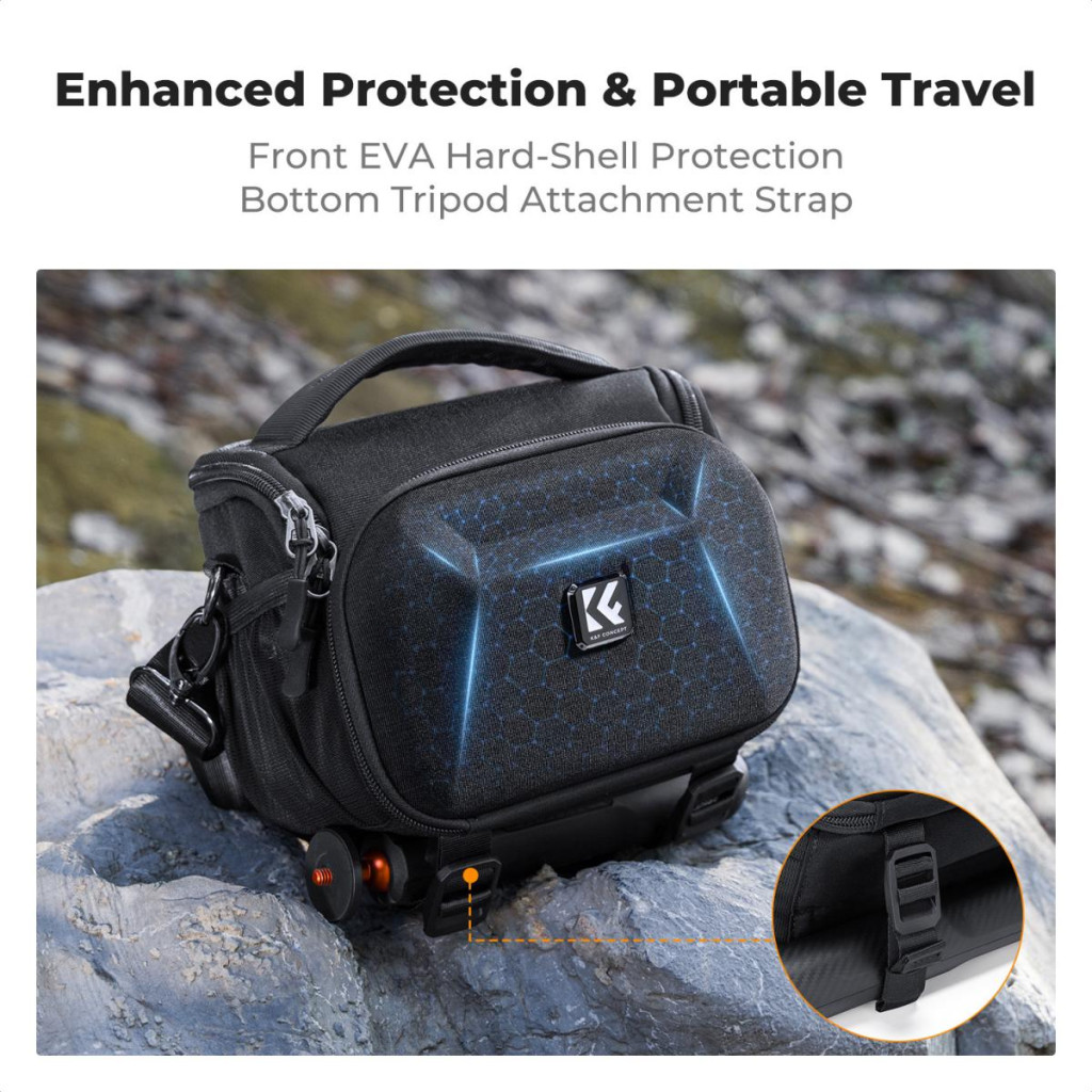 K&F Concept Travel Shoulder Bag oldaltáska  2,5L  S  kemény előlapi védőborítás Fekete