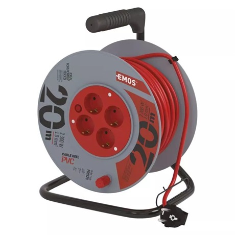 Emos P09220 KÁBELDOB 20 M / 4 ALJZAT / PIROS / PVC / 230 V / 1 MM2