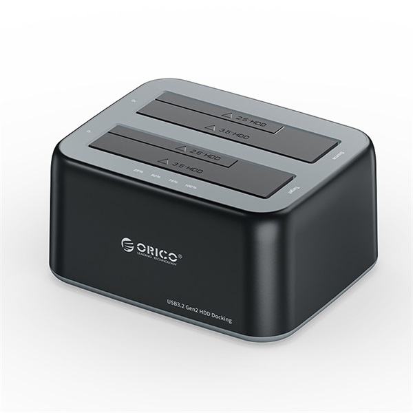 Orico  6829C3-C-EU-BK  2x 2,5"/3,5" HDD/SSD USB-A HDD/SSD Dokkoló  Fekete 