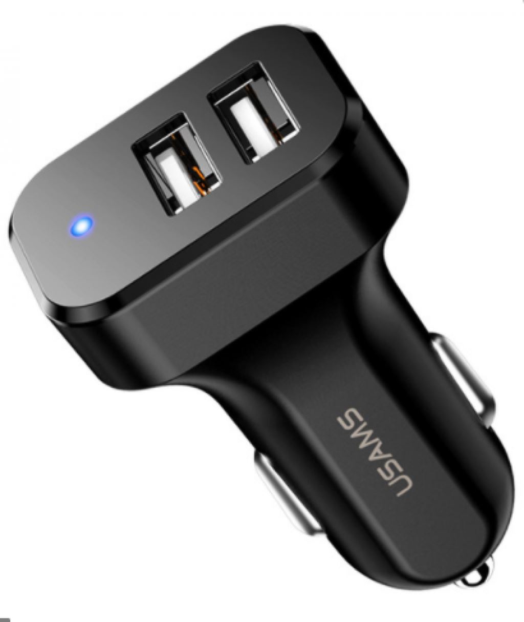 Usams CC87TC01 dupla USB portos szivargyújtó töltő 2,1A (1349802)