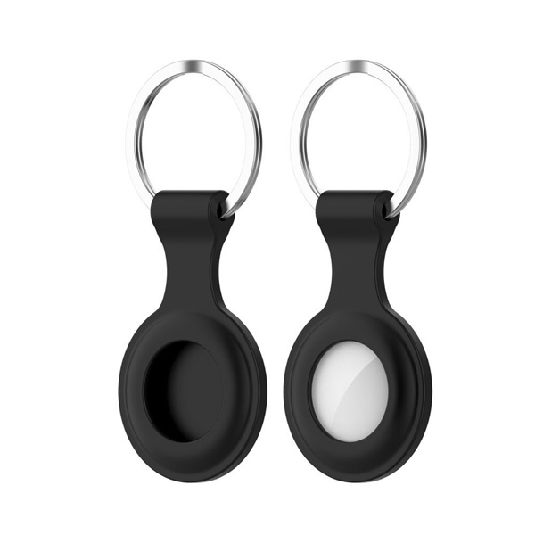 Haffner FN0197 Apple AirTag fekete szilikon védőtokos kulcstartó