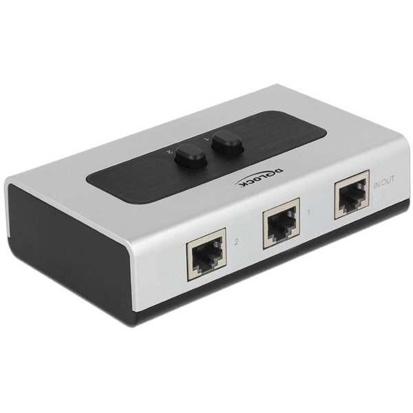 Delock 87673 Manuális, kétirányú RJ45-kapcsoló 10 Gbps 2 porttal Delock 87673 Manuális, kétirányú RJ45-kapcsoló 10 Gbps 2 porttal
