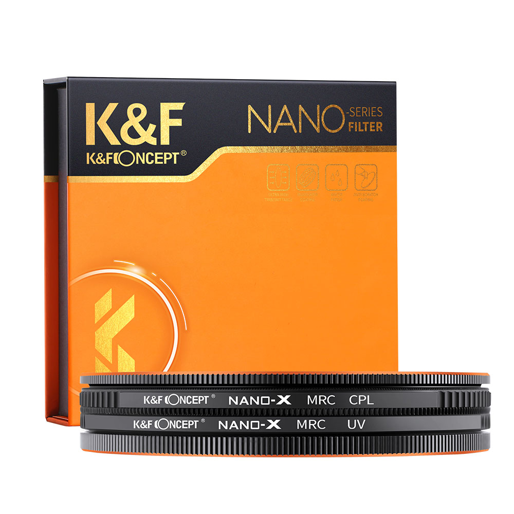 K&F Concept NANO-X series, MCUV + CPL szűrő, vízlepergető, karcálló, fém objektívsapka + tok, 62mm