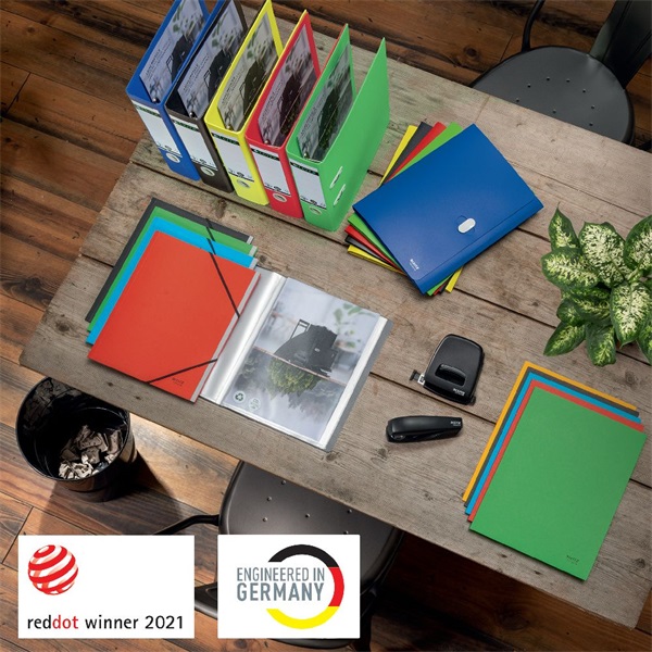 Pólyás dosszié, karton, A4, LEITZ "Recycle", sárga