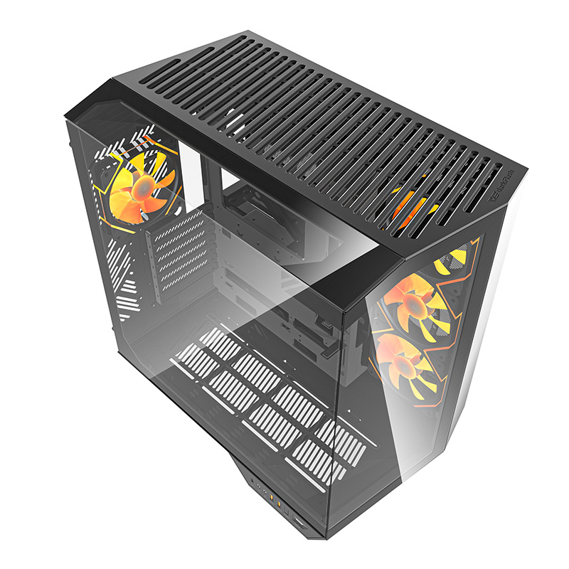 Darkflash DY470 számítógépház  + 4 ventilátor + GPU konzol Fekete