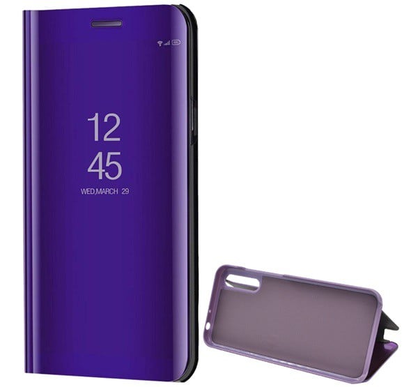 Tok álló (aktív FLIP, oldalra nyíló, asztali tartó funkció, tükrös felület, Mirror View Case) LILA [Huawei Y8p]