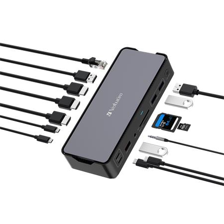 VERBATIM "USB-C Pro CDS-15" 15 port USB-C host Dokkoló