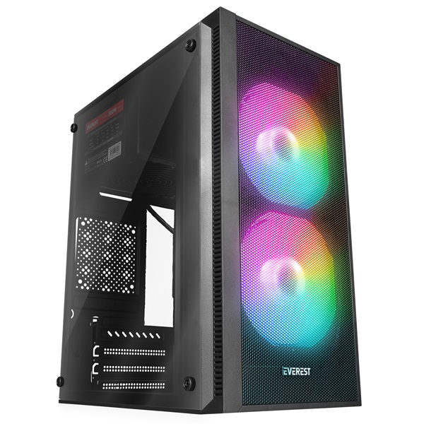 Everest Számítógépház - MINION Mesh PEAK 300W (fekete; 2x12cm venti, Micro ATX / MINI-ITX, 300W táp) Everest Számítógépház - MINION Mesh PEAK 300W (fekete; 2x12cm venti, Micro ATX / MINI-ITX, 300W táp)