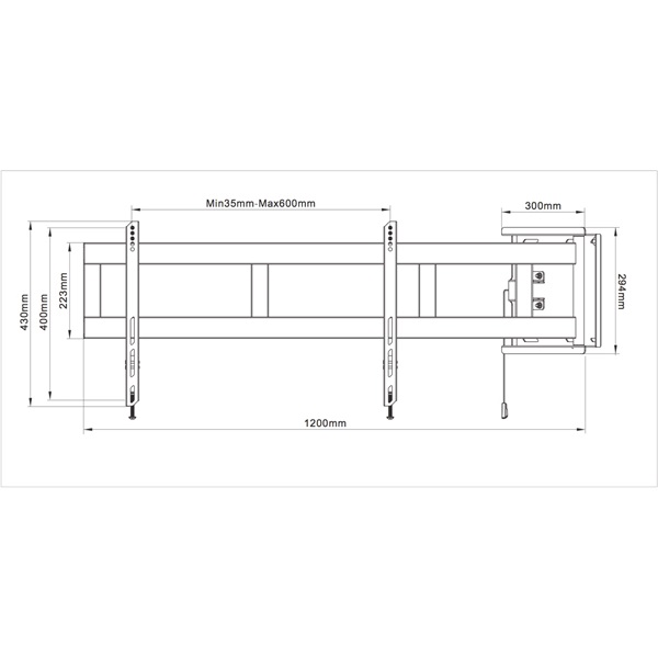 MULTIBRACKETS Fali konzol, M Universal Swing Arm 180 Degrees Large Black (48-69", max.VESA: 600x400 mm, 75 kg)