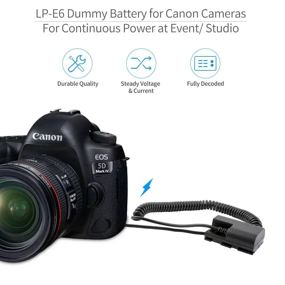 FEELWORLD dummy battery DR-E6 to DC