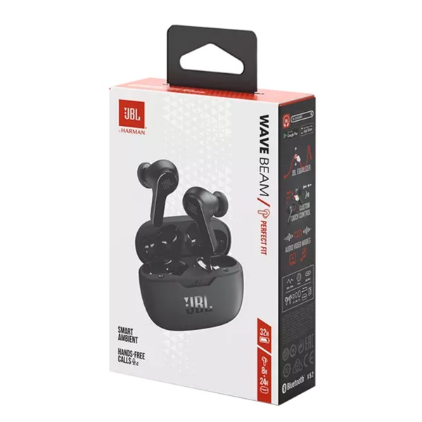 JBL Wave Beam BLK True Wireless Bluetooth fekete fülhallgató JBL Wave Beam BLK True Wireless Bluetooth fekete fülhallgató