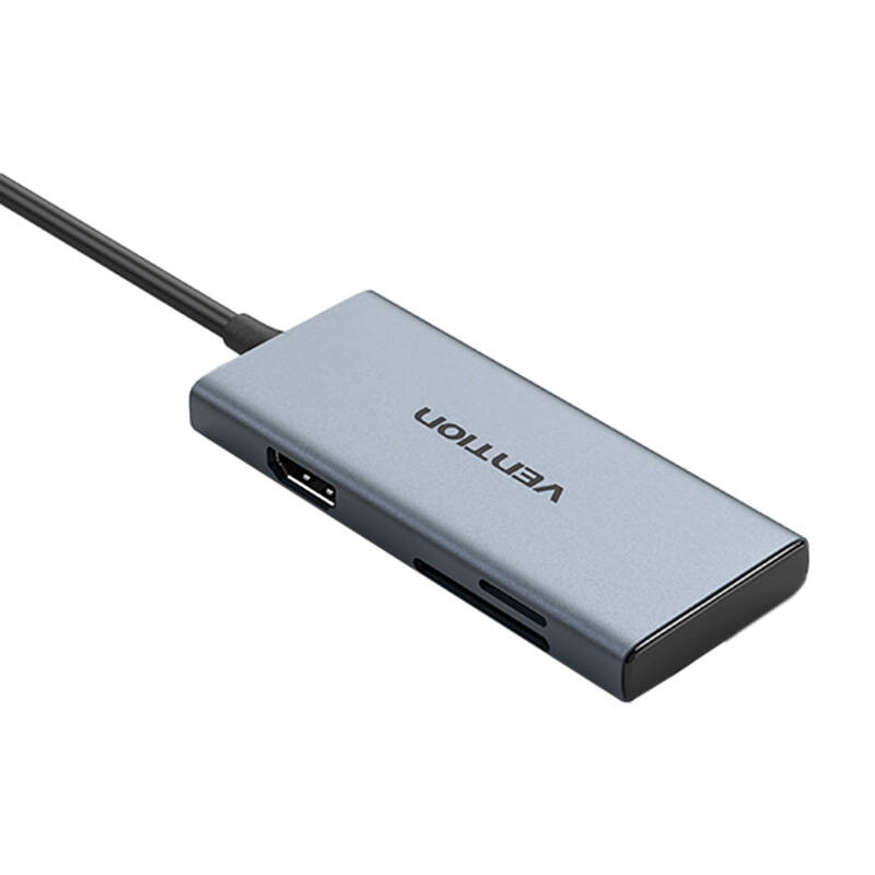 USB-C to HDMI, 3x USB 3.0, SD, TF Hub Vention TOOHB 0.15m Gray