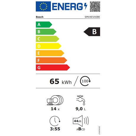 Bosch SMV4EVX08E Beépíthető 14 terítékes mosogatógép