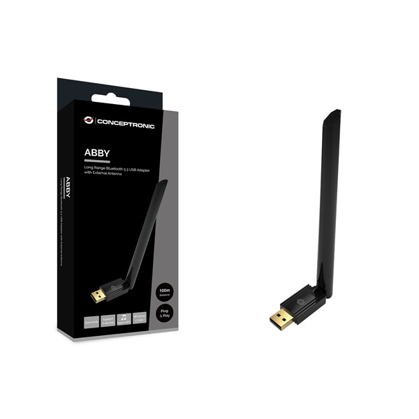 Conceptronic ABBY17B Bluetooth 5.3, Távolság: Max.: 100m Bluetooth Adapter Fekete Conceptronic ABBY17B Bluetooth 5.3, Távolság: Max.: 100m Bluetooth Adapter Fekete