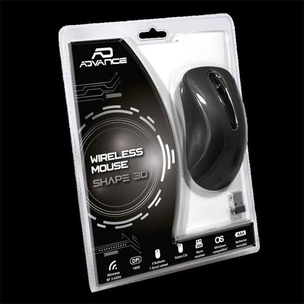 Advance SHAPE 3D Egér vezeték nélküli  Fekete 
