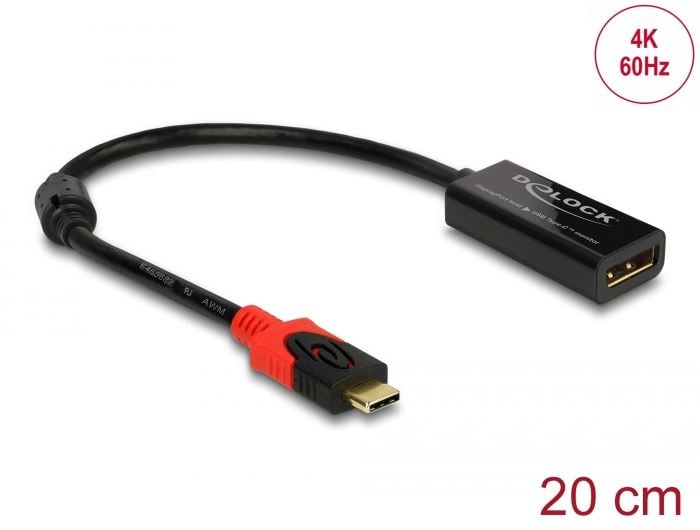 Delock DisplayPort átalakító USB Type-C kijelzőhöz 4K, 60Hz (63928) Delock DisplayPort átalakító USB Type-C kijelzőhöz 4K, 60Hz (63928)