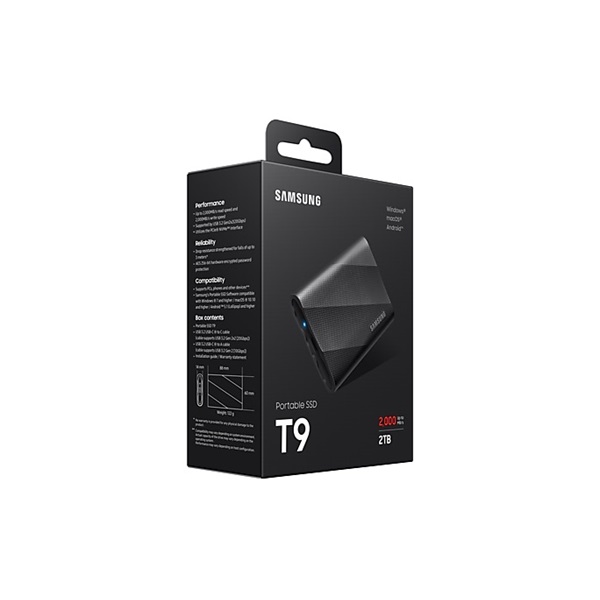 Samsung 2TB USB3.2/USB Type-C Portable SSD T9 Black SSD